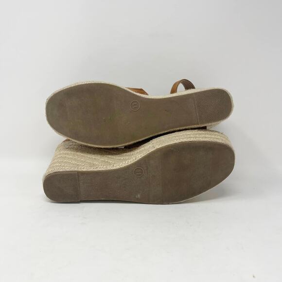 Universal Thread Cognac Brown Faux Suede Espadrille Wedge Sandals - Picture 8 of 8
